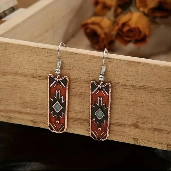Aztec Print Earrings - Picture 3 of 7